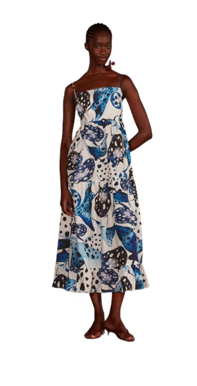 Farm Rio Maxi Dress, Mantas Off White - Monkee's of the Village